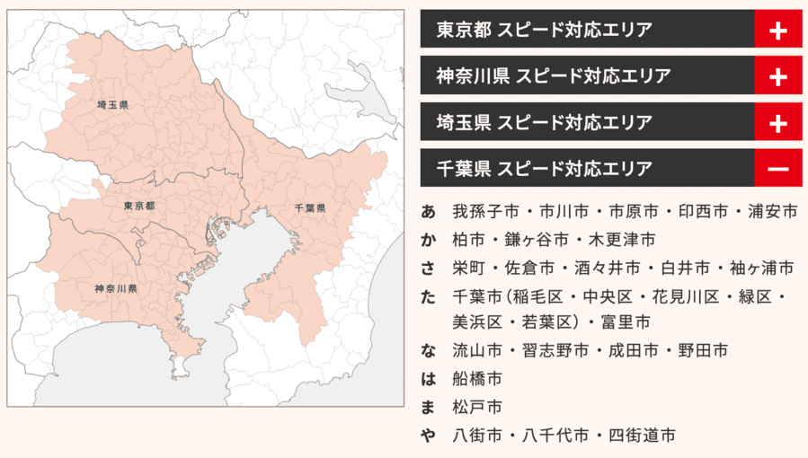 キンライサーの千葉県内のスピード対応エリア